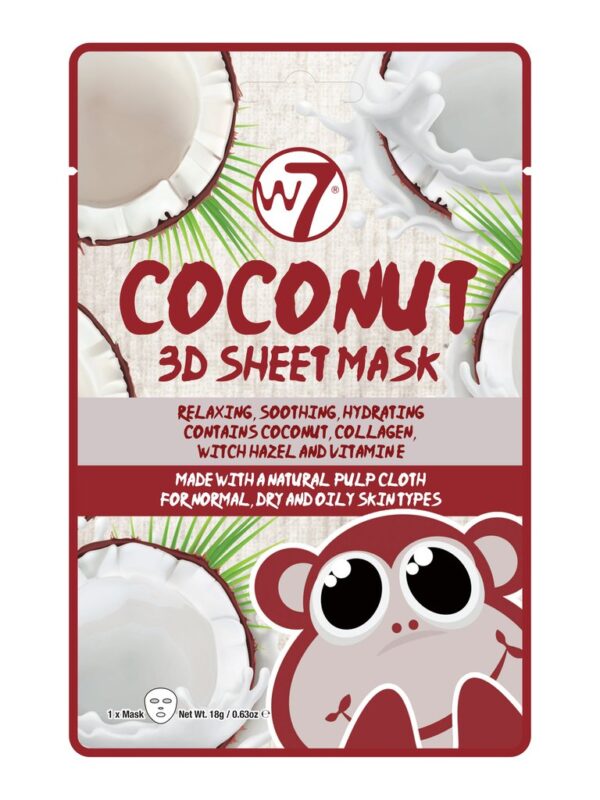 W7 coconut 3D sheet face mask 18g