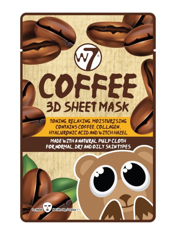 W7 cofee 3D sheet face mask 18g