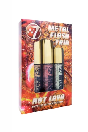 W7 metal flash trio glitter eyeliner set - hot lava