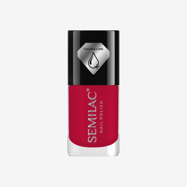 Semilac Μανό C553 - Κόκκινο Σμέουρο Ενυδατικό Απλό Βερνίκι νυχιών Raspberry Red Color & Care 7ml