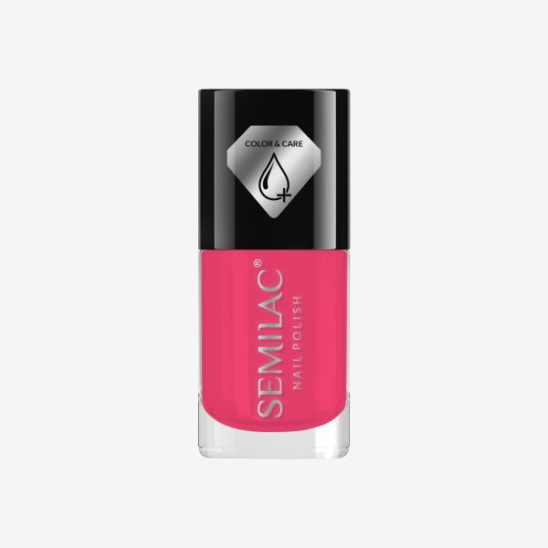 Semilac Μανό C672 - Έντονο Ροζ Ενυδατικό Απλό Βερνίκι νυχιών Warm Pink Color & Care 7ml