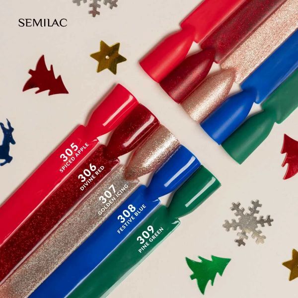 Semilac 308 Ημιμόνιμο βερνίκι Festive Blue 7ml