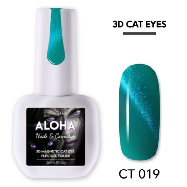 Aloha Metallic Semi-permanent nail polish 3D Magnetic Cat Eye 15ml / CT 019 – Green