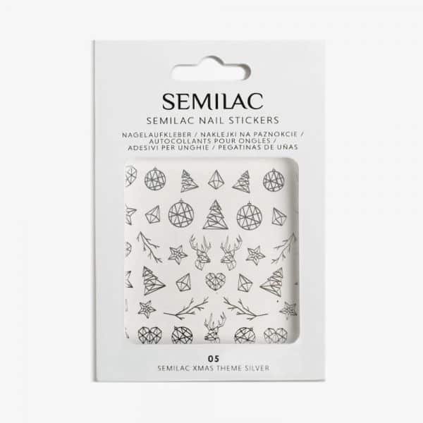 Semilac No 05 Χριστουγεννιάτικα Αυτοκόλλητα σε ασημί απόχρωση