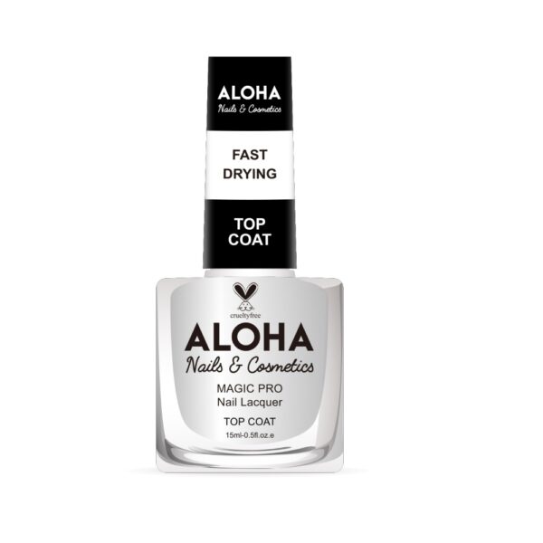 ALOHA Fast Drying Top Coat 15ml - Βερνίκι Νυχιών 10 ημερών με Gel Effect Χωρίς Λάμπα Magic Pro Nail Lacquer