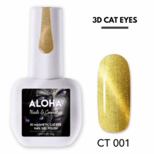 Aloha Μεταλλικό Ημιμόνιμο βερνίκι 3D Magnetic Cat Eye 15ml / CT 001 – Χρυσό