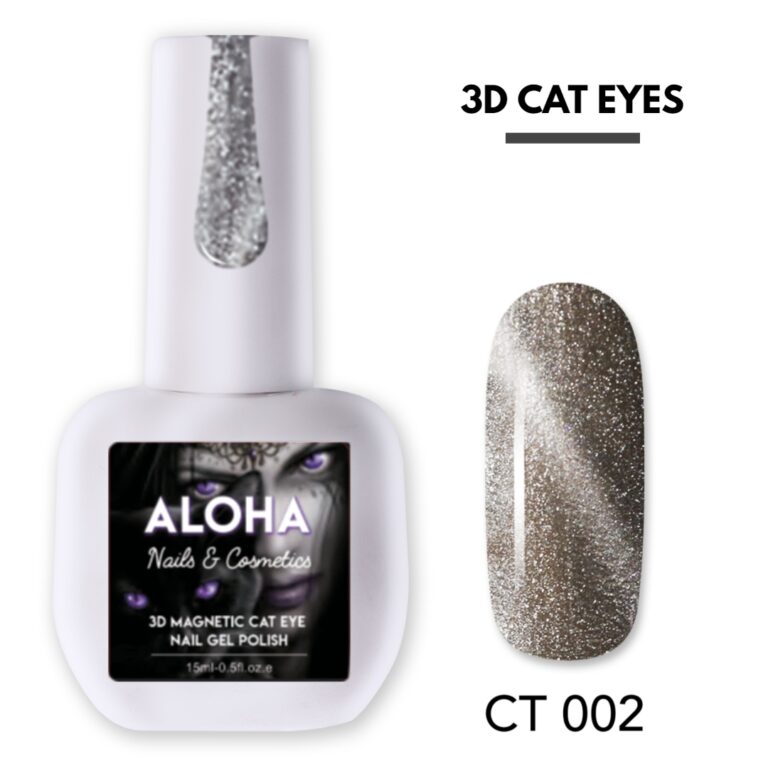 Aloha Metallic Semi-permanent nail polish 3D Magnetic Cat Eye 15ml / CT 002 – Silver