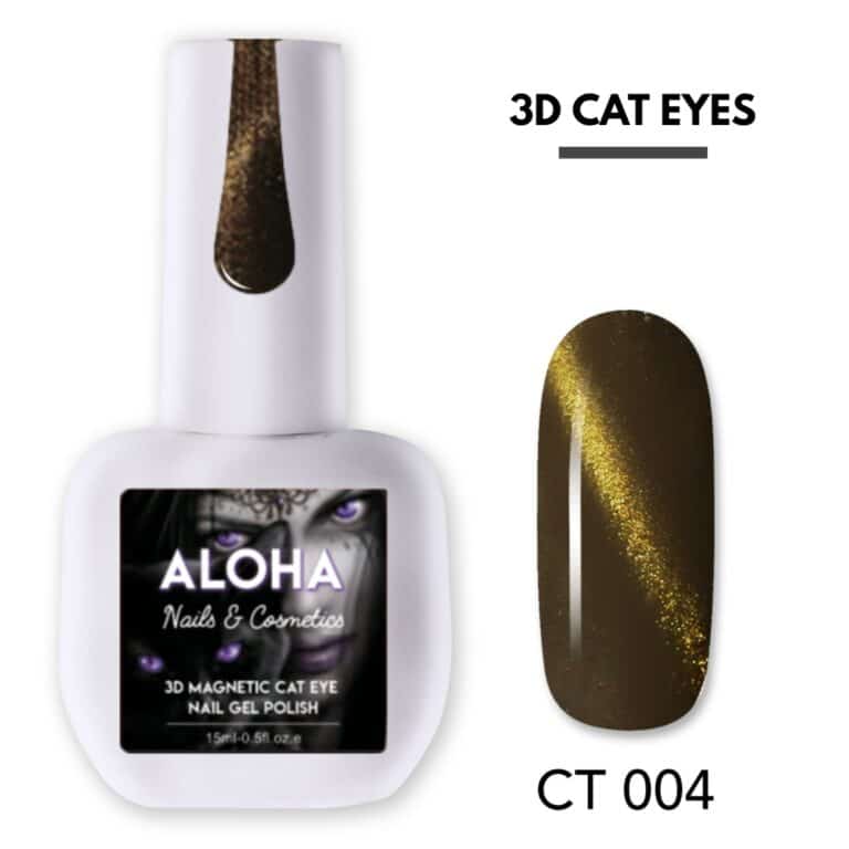 Aloha Metallic Semi-permanent nail polish 3D Magnetic Cat Eye 15ml / CT 004 – Brown-Black