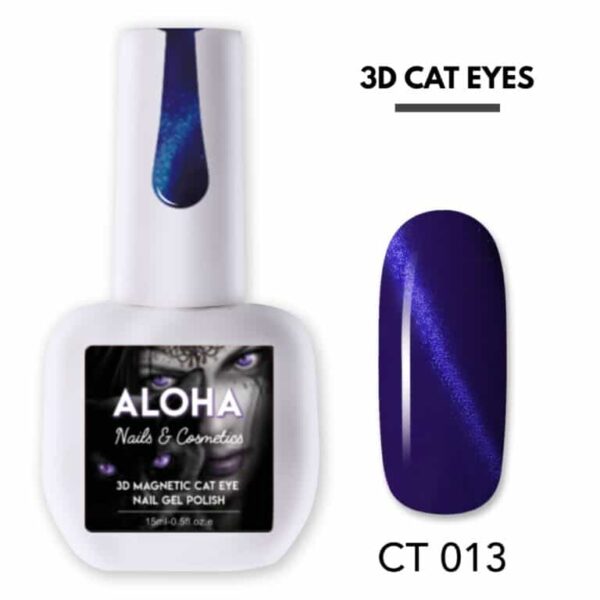 Aloha Metallic Semi-Permanent Nail Polish 3D Magnetic Cat Eye 15ml / CT 013 – Purple Blue