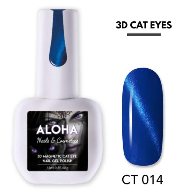 Aloha Μεταλλικό Ημιμόνιμο βερνίκι 3D Magnetic Cat Eye 15ml / CT 014 – Μπλε