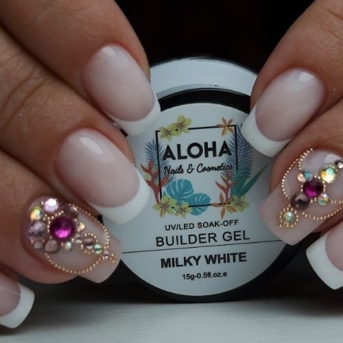 AlohaSoak off Builder Gel 50g / Χρώμα: Milky White (Γαλακτερό)