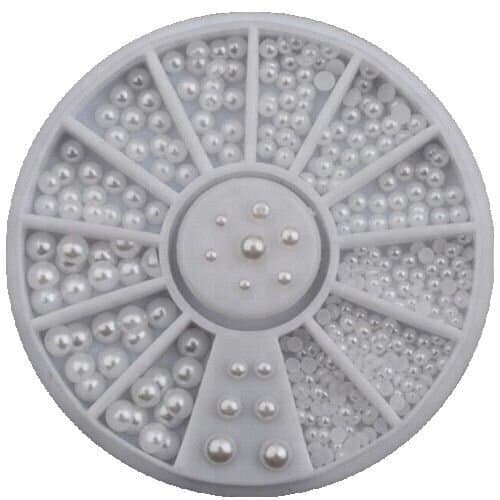 ALOHA Nail Art wheel with white pearls – 6 sizes