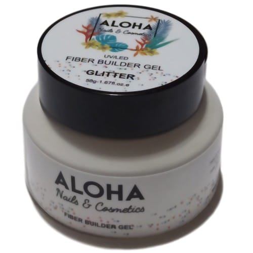 Aloha Fiber Builder Gel 50g / Χρώμα: Clear with Glitter (Διάφανο με Glitter)