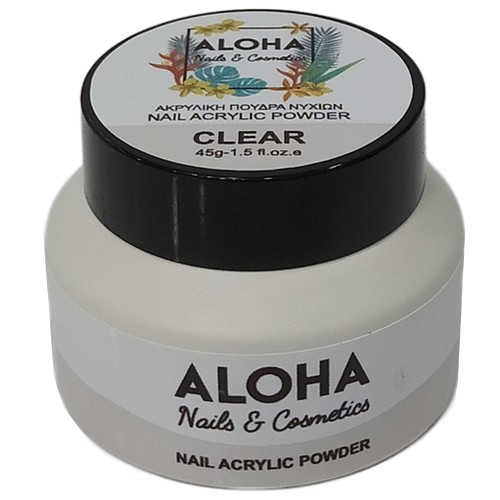 ALOHA Nails & Cosmetics Ακρυλική πούδρα για τεχνητά νύχια 45gr / Clear (Διάφανη)