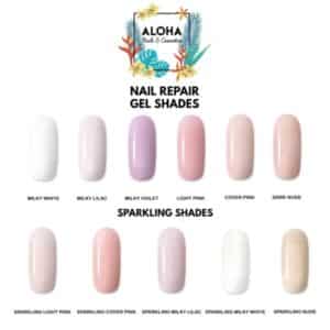 Aloha Ημιμόνιμο βερνίκι 15ml – Nail Repair Gel / Θεραπεία Ημιμόνιμου με πρωτεΐνες & χρώμα – Sparkling Milky Lilac