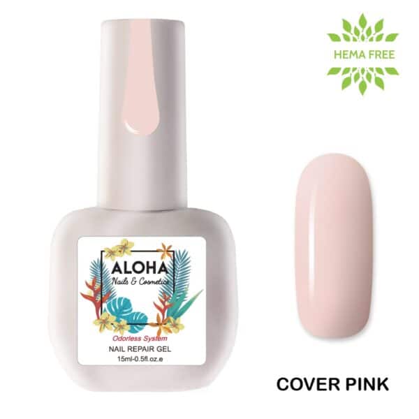 Aloha Ημιμόνιμο βερνίκι 15ml – Nail Repair Gel / Θεραπεία Ημιμόνιμου με πρωτεΐνες & χρώμα – Cover Pink