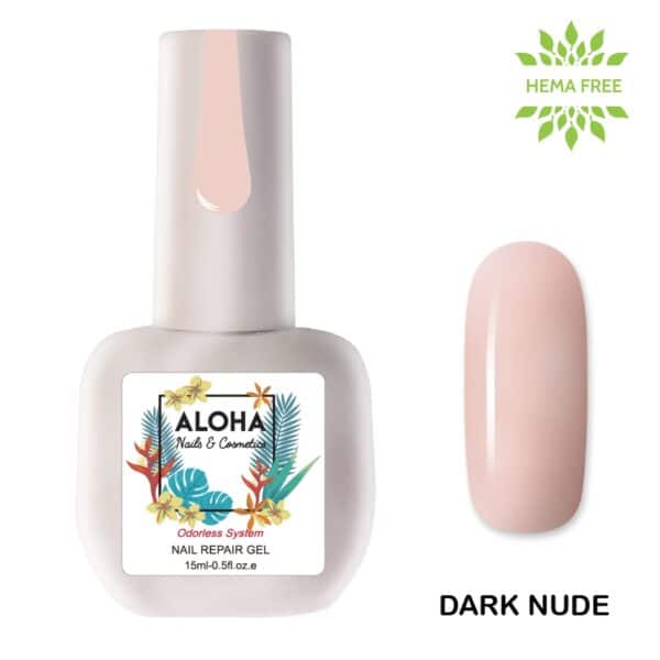 Aloha Ημιμόνιμο βερνίκι 15ml – Nail Repair Gel / Θεραπεία Ημιμόνιμου με πρωτεΐνες & χρώμα – Dark Nude