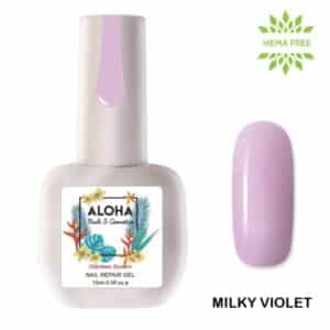 Aloha Ημιμόνιμο βερνίκι 15ml – Nail Repair Gel / Θεραπεία Ημιμόνιμου με πρωτεΐνες & χρώμα – Milky Violet