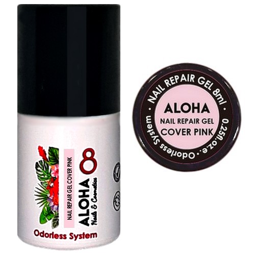 ALOHA Ημιμόνιμο βερνίκι 8ml – Nail Repair Gel / Rubber Base για θεραπεία νυχιών, ενισχυμένη με πρωτεΐνες – Χρώμα: Cover Pink