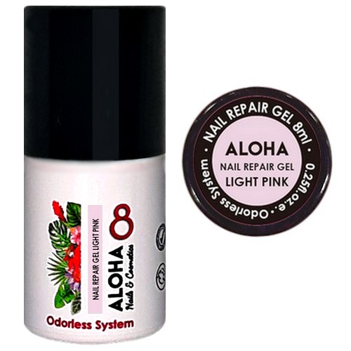 ALOHA Ημιμόνιμο βερνίκι 8ml – Nail Repair Gel / Rubber Base για θεραπεία νυχιών, ενισχυμένη με πρωτεΐνες – Χρώμα: Light Pink