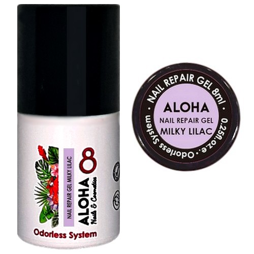 ALOHA Ημιμόνιμο βερνίκι 8ml – Nail Repair Gel / Rubber Base για θεραπεία νυχιών, ενισχυμένη με πρωτεΐνες – Χρώμα: Milky Lilac