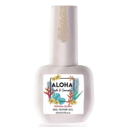 Aloha Ημιμόνιμο βερνίκι 15ml – Nail Repair Gel / Θεραπεία Ημιμόνιμου με πρωτεΐνες & χρώμα – Sparkling Nude