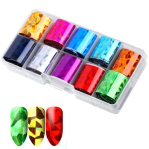 ColorExperts Case 10pcs Foil Stickers for nail designs – 2.5x100cm / Set 33
