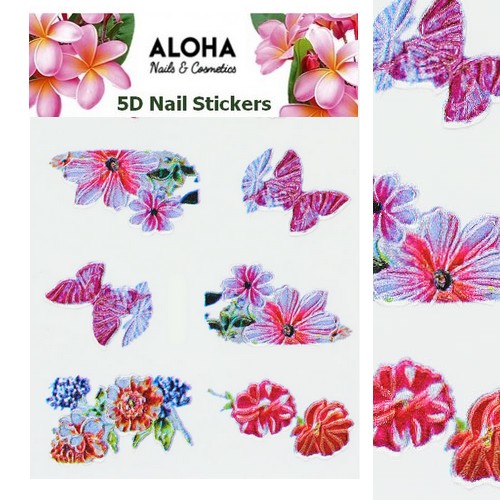 ALOHA 5D Stickers με ανάγλυφα Λουλούδια & Φύλλα – 032