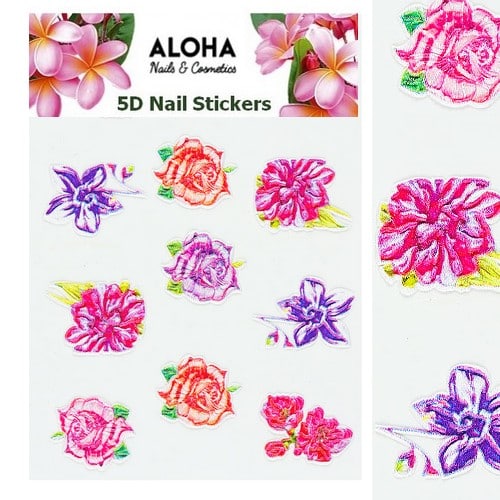 ALOHA 5D Stickers με ανάγλυφα Λουλούδια & Φύλλα – 033