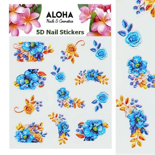 ALOHA 5D Stickers με ανάγλυφα Λουλούδια & Φύλλα – 034