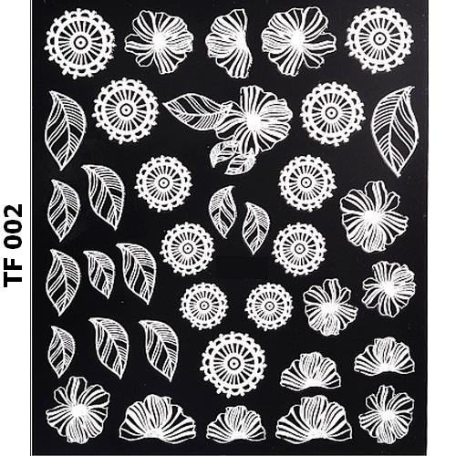 ALOHA 3D Stickers με ανάγλυφα Λευκά Λουλούδια & Φύλλα – TF 002