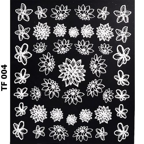 ALOHA 3D Stickers με ανάγλυφα Λευκά Λουλούδια & Φύλλα – TF 004
