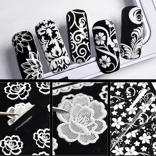 ALOHA 3D Stickers με ανάγλυφα Λευκά Λουλούδια & Φύλλα – TF 010
