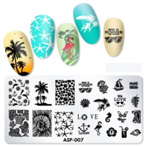 ALOHA Metal Stamping Plate for Nail Designs 12x6cm / ASP-007