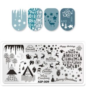 ALOHA Metal Stamping Plate for Christmas Nail Designs 12.5×6.5cm / ASP-009