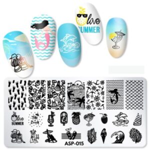 ALOHA Metal Stamping Plate for Nail Designs 12x6cm / ASP-015