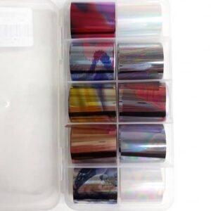 ColorExperts Case 10pcs Foil Stickers for nail designs – 2,5x100cm / Set 13