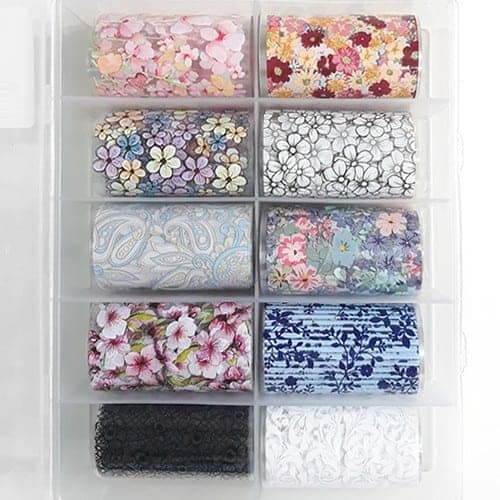 ColorExperts Case 10pcs Foil Stickers for nail designs – 4x120cm / Set 29