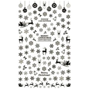ALOHA Αυτοκόλλητα Χριστουγεννιάτικα Σχέδια Νυχιών σε 4 χρώματα / Ασημί-Χρυσό-Μαύρο-Λευκό