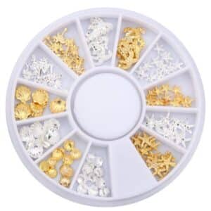 ALOHA Wheel with 3D Decorations for Nail Art in silver and gold