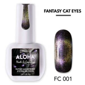 Aloha Μεταλλικό Ημιμόνιμο βερνίκι Fantasy Cat Eye 15ml / FC 001 – Μωβ Χρυσό
