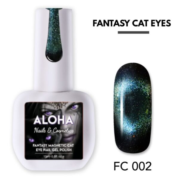 Aloha Metallic Semi-Permanent Nail Polish Fantasy Cat Eye 15ml / FC 002 - Blue