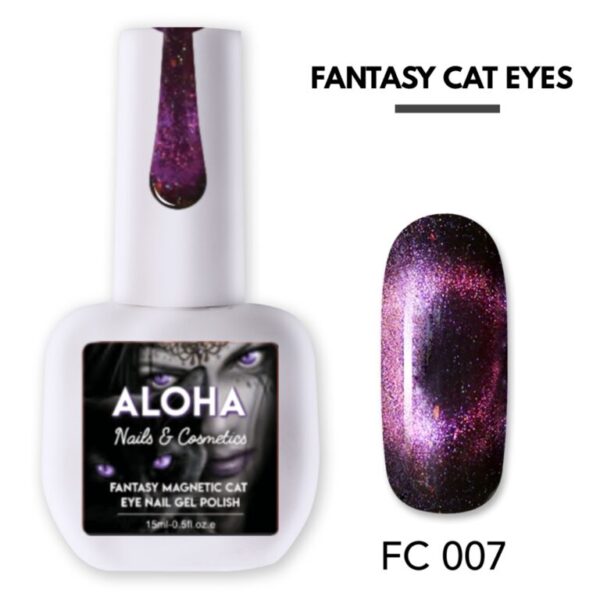 Aloha Metallic Semi-Permanent Nail Polish Fantasy Cat Eye 15ml / FC 007 - Purple
