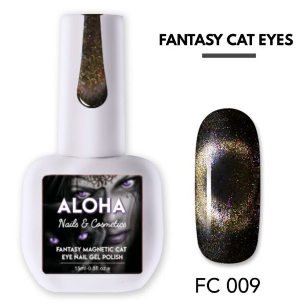 Aloha Metallic Semi-Permanent Nail Polish Fantasy Cat Eye 15ml / FC 009 - Purple-Bronze