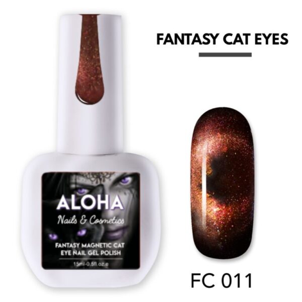 Aloha Metallic Semi-Permanent Nail Polish Fantasy Cat Eye 15ml / FC 011 - Brick