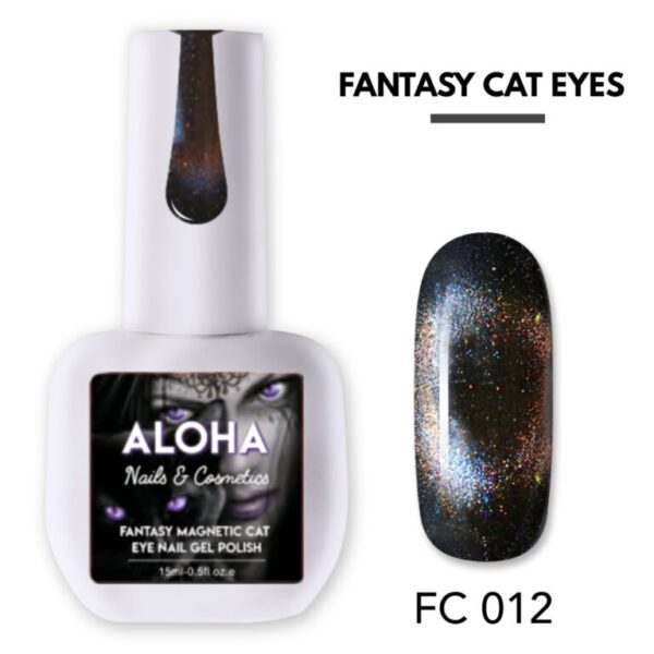Aloha Metallic Semi-Permanent Nail Polish Fantasy Cat Eye 15ml / FC 012 - Brown Blue