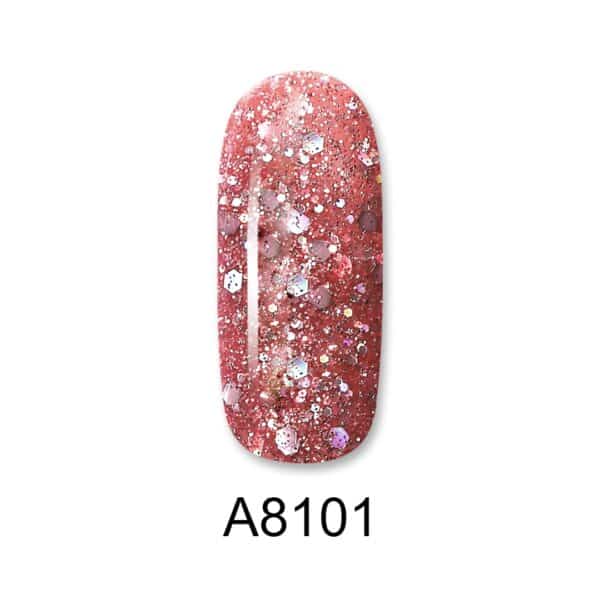 ALOHA Ημιμόνιμο βερνίκι 8ml – Color Coat A8101 / Χρώμα: Ροζ Μπρονζέ Glitter (Pink Bronze Glitter)