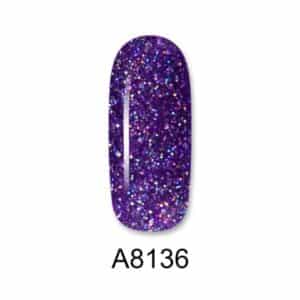 ALOHA Ημιμόνιμο βερνίκι 8ml – Color Coat A8136 / Χρώμα: Violet Pixie Glitter (Βιολετί Glitter Ιριδίζον)
