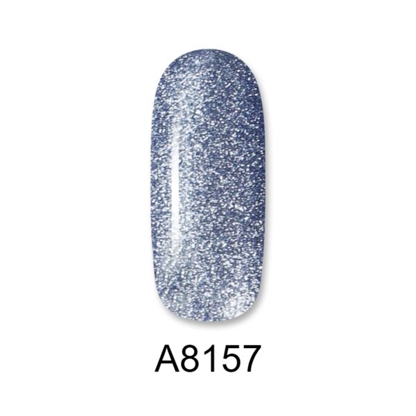 ALOHA Ημιμόνιμο βερνίκι 8ml – Color Coat A8157 / Χρώμα: Light Blue Metallic Glitter (Μεταλλικό Γκρι-Σιέλ με Glitter)