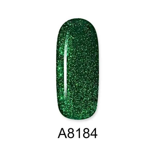ALOHA Ημιμόνιμο βερνίκι 8ml – Color Coat A8184 / Χρώμα: Metallic Dark Green with Glitter (Πράσινο σκούρο μεταλλικό με Glitter)